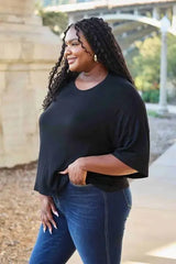 Basic Bae Full Size Round Neck Drop Shoulder T-Shirt - Trendsi - Flyclothing LLC