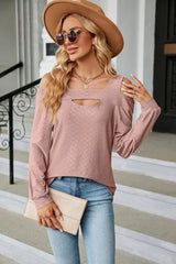 Cold Shoulder Square Neck Cutout Blouse - Trendsi - Flyclothing LLC