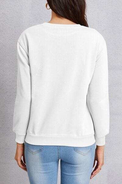 Round Neck Dropped Shoulder Sweatshirt - Trendsi - Flyclothing LLC