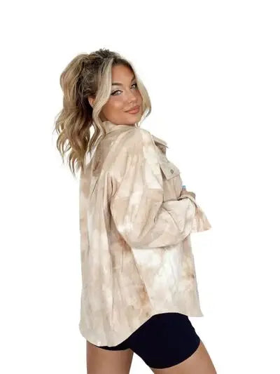 Tie-Dye Button Up Long Sleeve Shirt - Trendsi - Flyclothing LLC