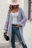 Fringe Sleeve Dropped Sholder Cardigan - Trendsi
