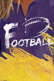 FOOTBALL Graphic Notched Neck Long Sleeve T-Shirt - Trendsi - Flyclothing LLC