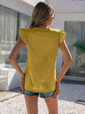 Notched Neck Butterfly Sleeve Blouse - Trendsi - Flyclothing LLC