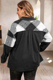 Plus Size Plaid Snap Down Jacket with Pockets - Trendsi - Flyclothing LLC
