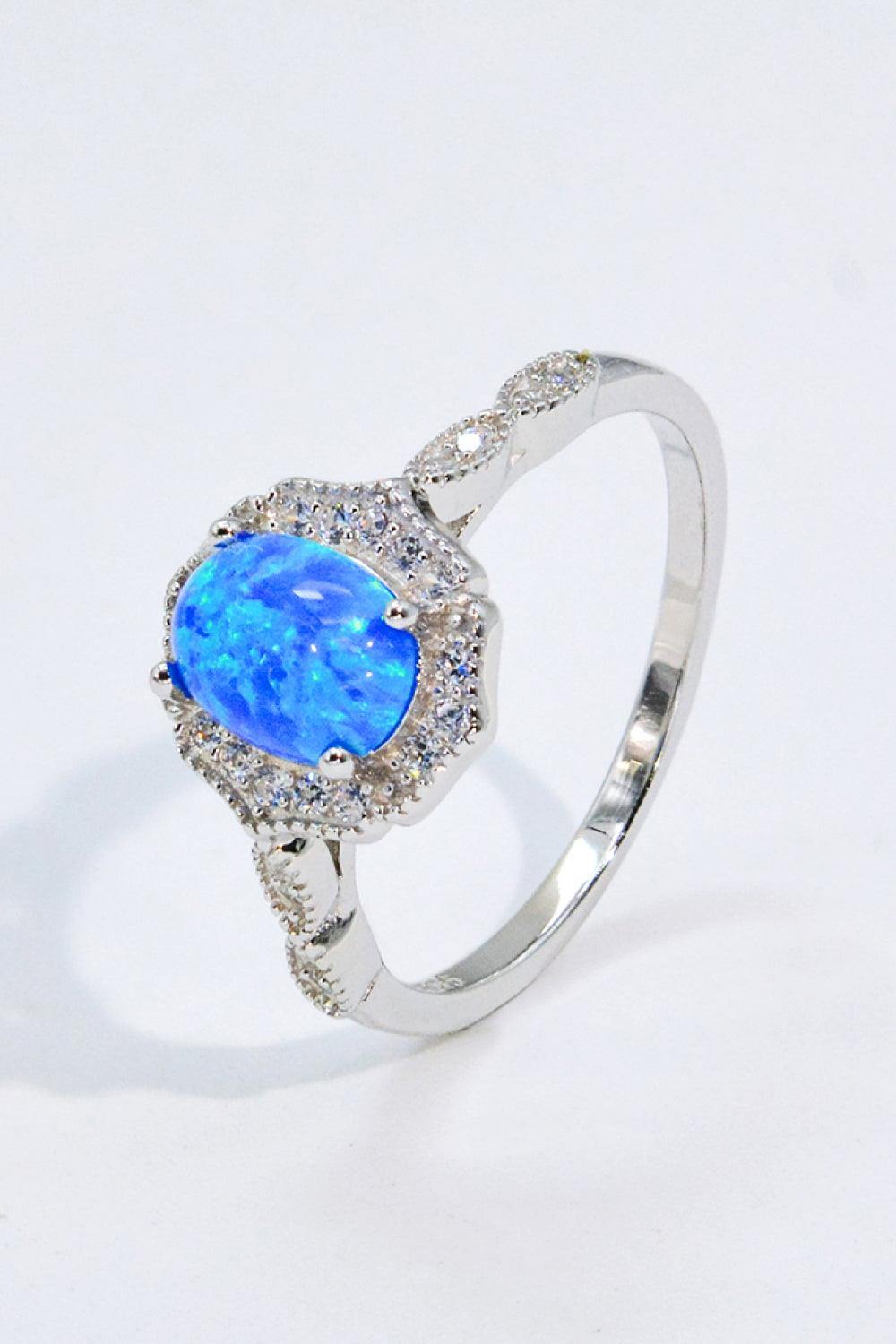 Opal and Zircon 925 Sterling Silver Ring - Trendsi