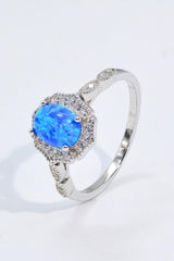 Opal and Zircon 925 Sterling Silver Ring - Flyclothing LLC