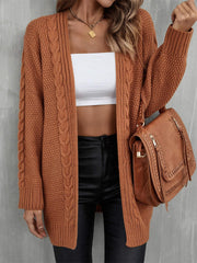 Warm Fall Mixed Knit Open Front Longline Cardigan - Flyclothing LLC