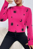 Graphic Mock Neck Dropped Shoulder Sweater - Trendsi - Flyclothing LLC