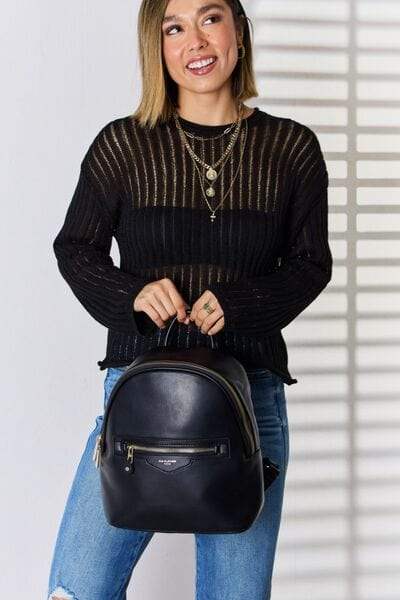 David Jones PU Leather Backpack - Trendsi - Flyclothing LLC