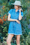 Veveret Elastic Waistband Denim Romper - Flyclothing LLC