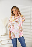 Double Take Floral Round Neck Three-Quarter Sleeve Top - Trendsi