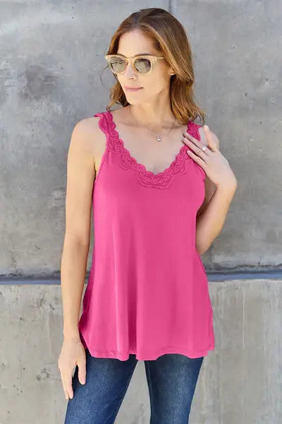 Basic Bae Full Size Lace Detail V-Neck Cutout Cami - Trendsi - Flyclothing LLC