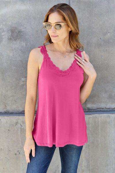 Basic Bae Full Size Lace Detail V-Neck Cutout Cami - Trendsi - Flyclothing LLC