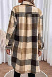 Plaid Button Down Longline Coat - Trendsi