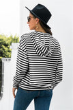 Striped Half-Button Dropped Shoulder Hoodie - Trendsi