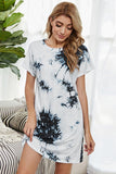 Tie-Dye Round Neck Tee Dress with Pockets - Flyclothing LLC
