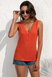 Buttoned Deep V Tank - Trendsi - Flyclothing LLC