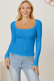 Square Neck Long Sleeve T-Shirt - Trendsi - Flyclothing LLC