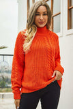 Cable-Knit Turtle Neck Long Sleeve Sweater - Trendsi - Flyclothing LLC