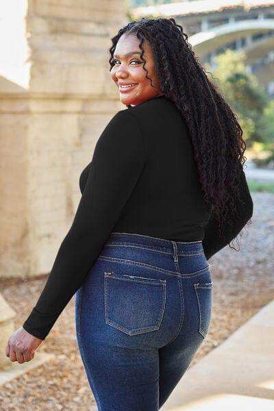 Basic Bae Full Size Round Neck Long Sleeve Bodysuit - Trendsi - Flyclothing LLC