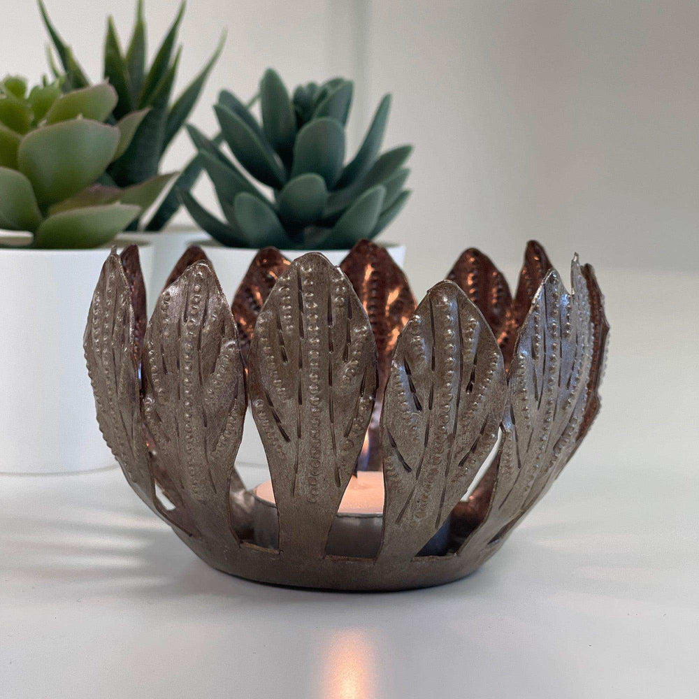 Decorative Drum Art Bowl or Votive, Mango Leaf - Haitian Artisans - Flyclothing LLC