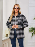 Plaid Collared Shirt Jacket - Trendsi - Flyclothing LLC