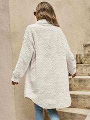 Collared Button Down Coat - Trendsi