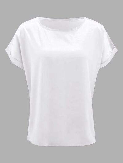 Round Neck Short Sleeve T-Shirt - Trendsi - Flyclothing LLC