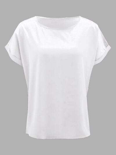 Round Neck Short Sleeve T-Shirt - Trendsi - Flyclothing LLC