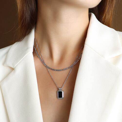 Titanium Steel Gold-Plated Pendant Necklace - Trendsi