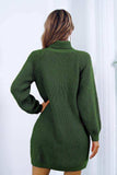 Buttoned Turtleneck Long Sleeve Sweater Dress - Trendsi - Flyclothing LLC