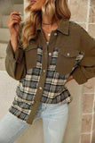 Plaid Collared Denim Jacket - Trendsi - Flyclothing LLC