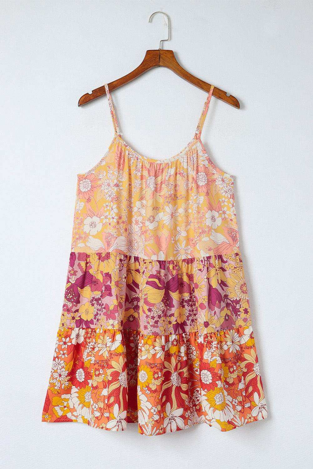 Floral Spaghetti Strap Tiered Dress - Trendsi - Flyclothing LLC