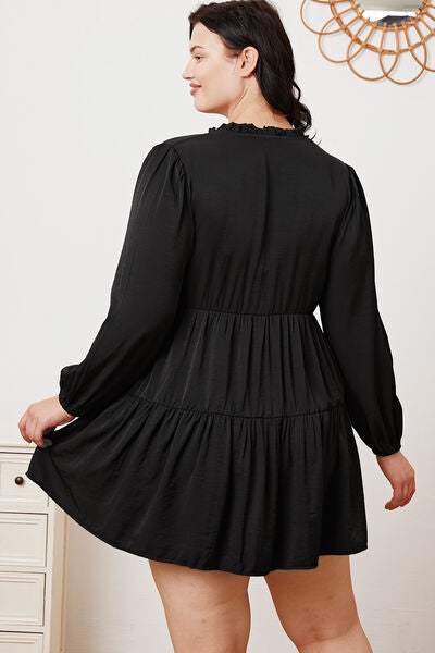 Ruffled Button Up Long Sleeve Tiered Shirt - Trendsi - Flyclothing LLC