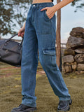 High Waist Cargo Jeans - Trendsi