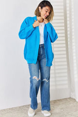 Open Front Dropped Shoulder Cardigan - Trendsi