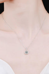 Chance to Charm 1 Carat Moissanite Round Pendant Chain Necklace - Trendsi