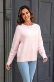 Round Neck Ribbed Long Sleeve Sweater - Trendsi - Flyclothing LLC