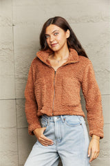 Zip-Up Collared Teddy Jacket - Flyclothing LLC