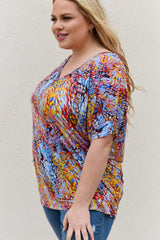 Be Stage Full Size Printed Dolman Flowy Top - Trendsi - Flyclothing LLC