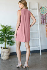 Heimish Full Size Ribbed Johnny Collar Sleeveless Dress - Trendsi - Flyclothing LLC
