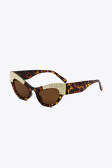 UV400 Rhinestone Trim Cat-Eye Sunglasses - Trendsi - Flyclothing LLC