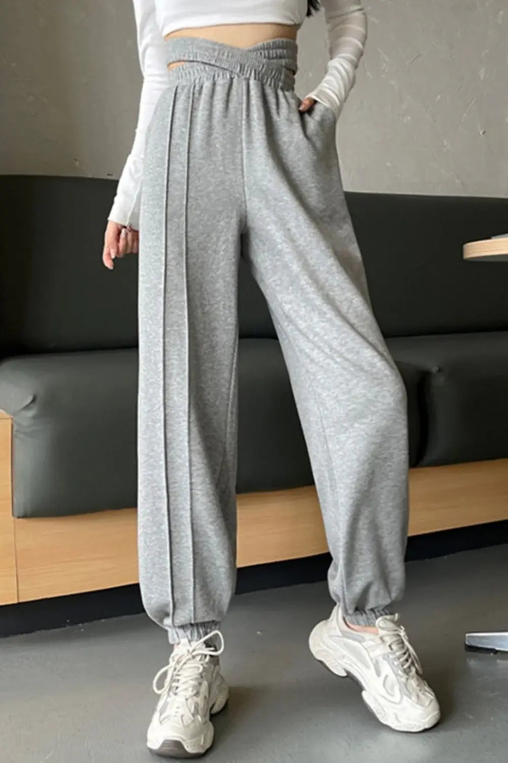 Crisscross Long Sweatpants - Trendsi - Flyclothing LLC