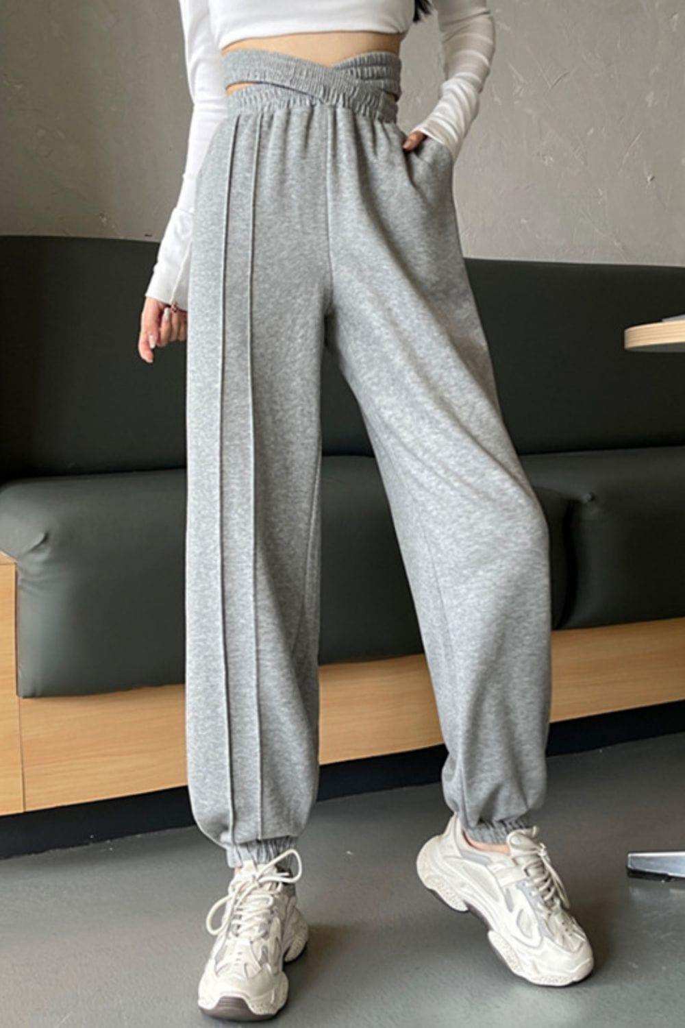 Crisscross Long Sweatpants - Trendsi - Flyclothing LLC