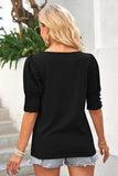 Round Neck Lantern Sleeve Blouse - Trendsi - Flyclothing LLC
