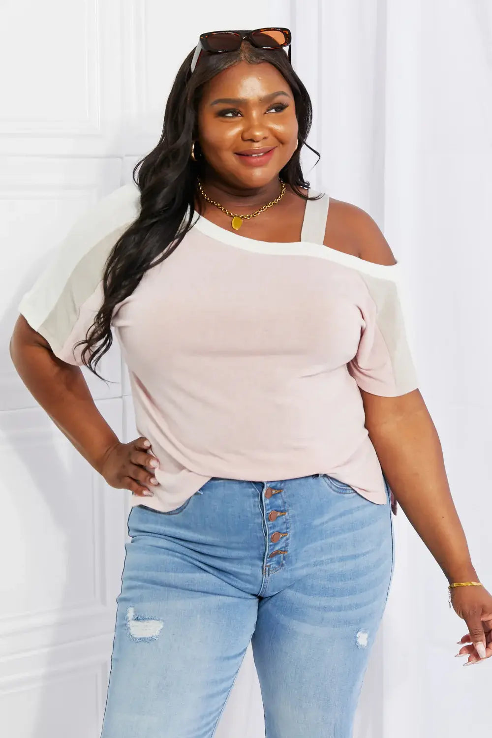 Andree by Unit Full Size Something Simple Cold Shoulder Tee - Trendsi - Flyclothing LLC