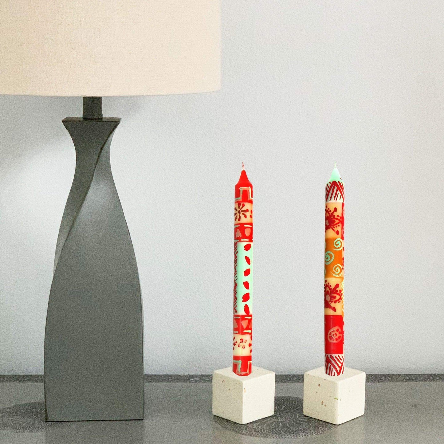 Hand Painted Candles in Owoduni Design (three tapers) - Nobunto - Nobunto - Flyclothing LLC