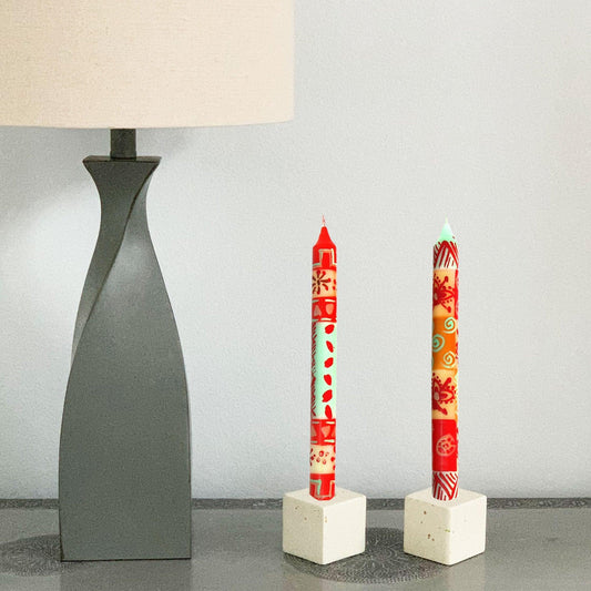 Hand Painted Candles in Owoduni Design (three tapers) - Nobunto - Nobunto