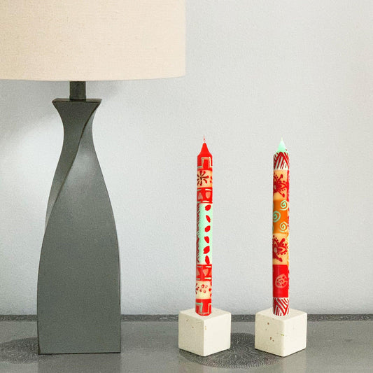 Hand Painted Candles in Owoduni Design (three tapers) - Nobunto - Flyclothing LLC