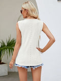 Eyelet Lace Detail V-Neck Tank - Trendsi